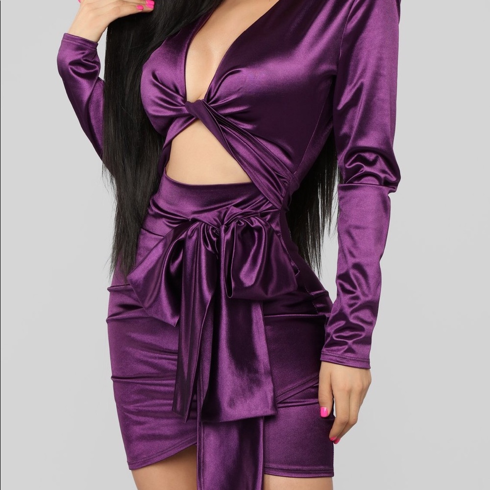 Satin purple dress